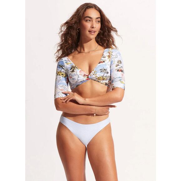 Seafolly Coast To Coast Reversible Hipster - Powder Blue SIZE 8 10 12 NWT - Picture 5 of 6